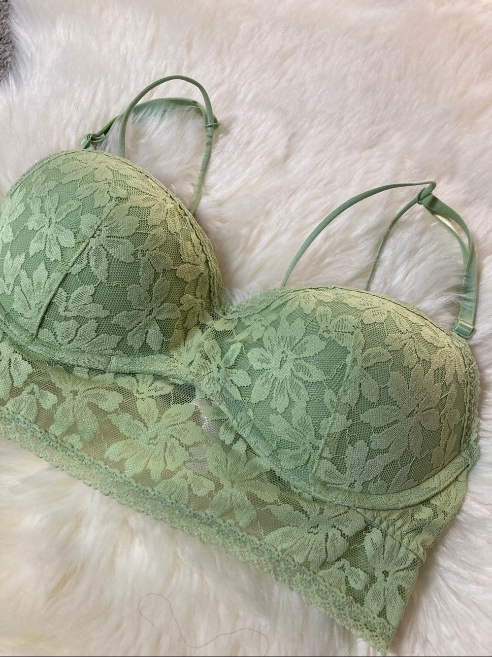 PINK by Victoria's Secret Soft jade Lace wired Push Up bralette sz M